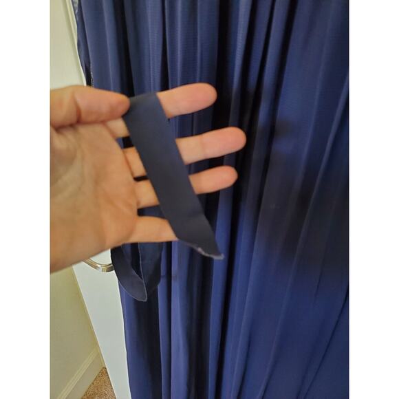 Hitherto BHLDN Navy Blue Fleur Lace Chiffon Maxi Formal Gown Prom Dress, Size 10 - Picture 11 of 16